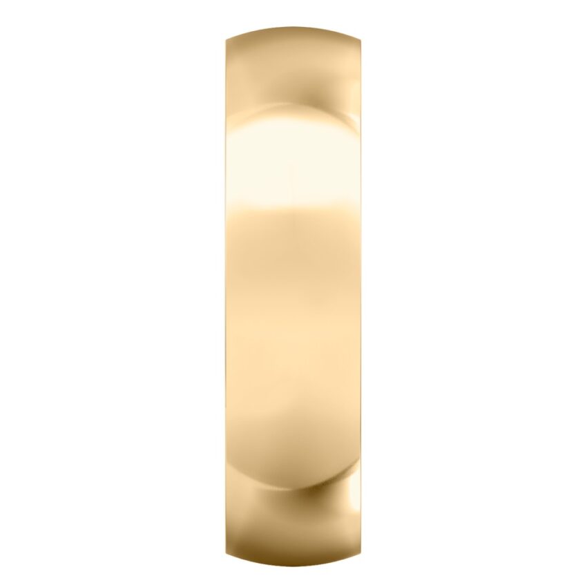 Side view of mens comfort fit wedding band in yellow gold