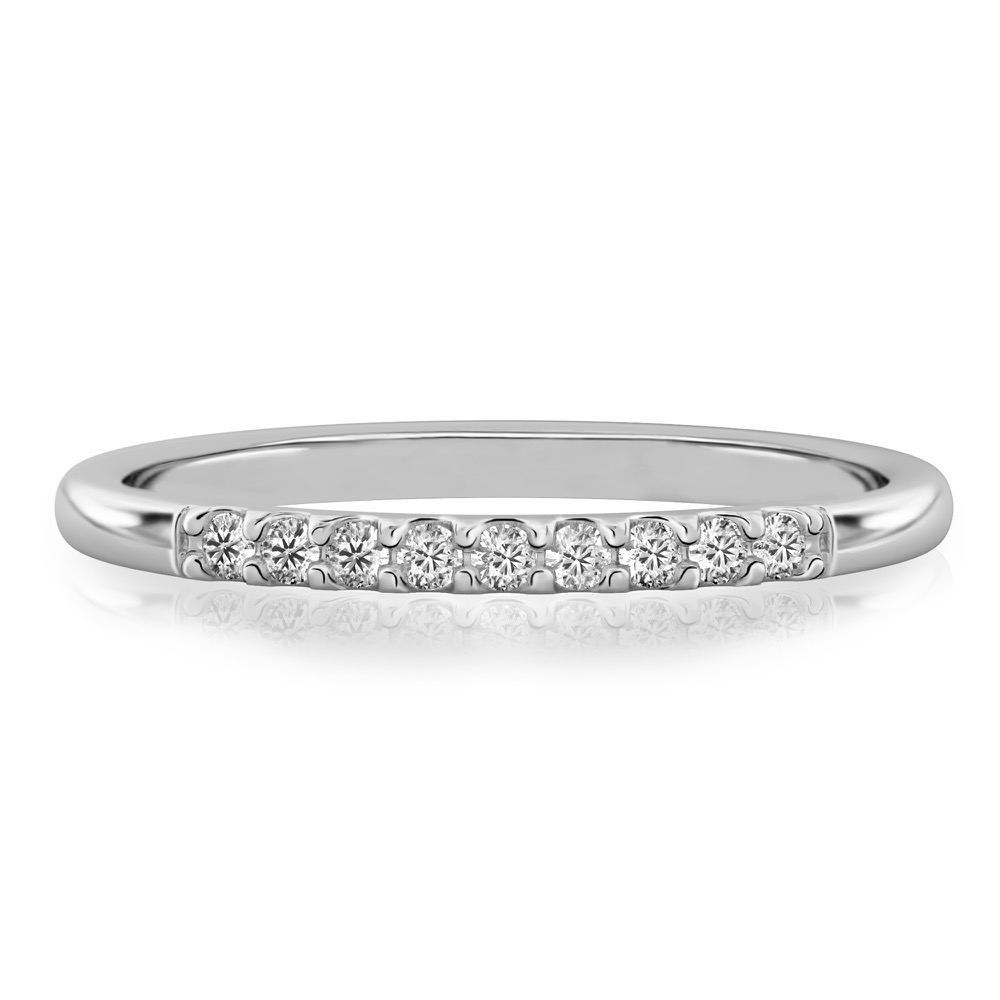 minimalist pave wedding band in white gold