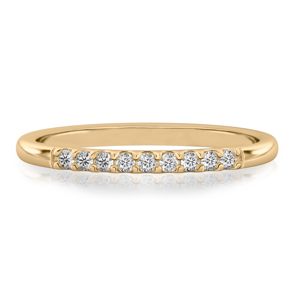 minimalist pave wedding band in yellow gold