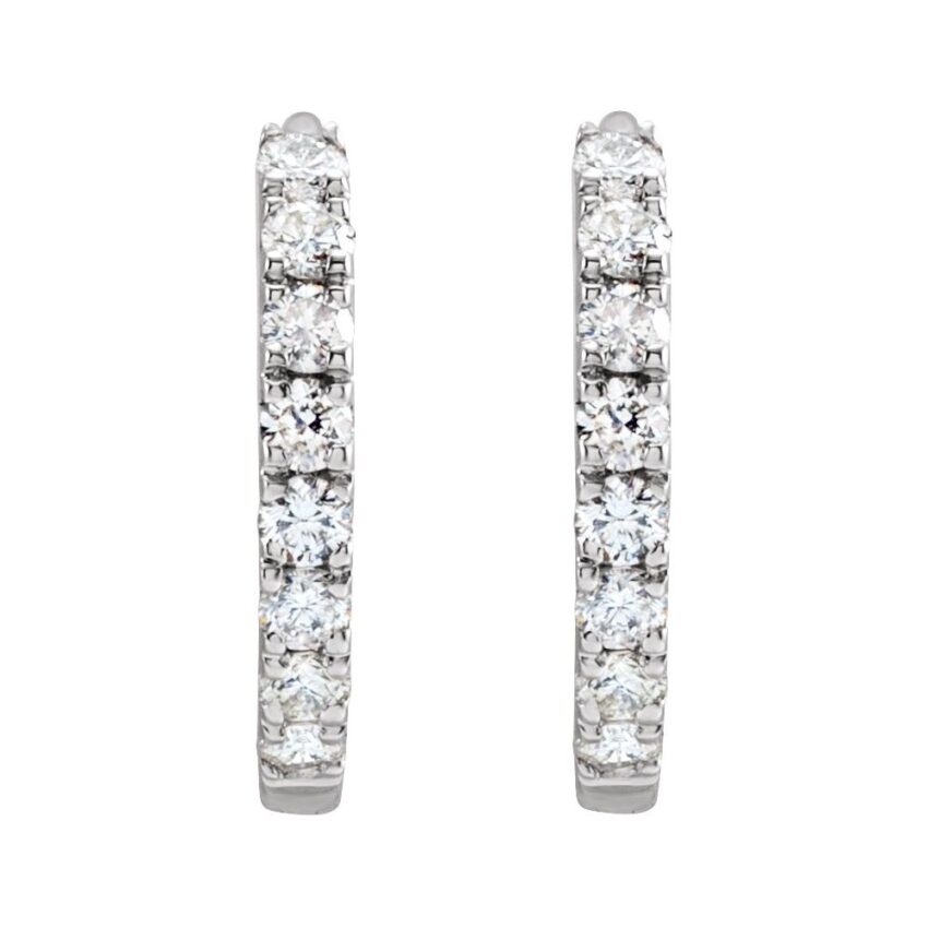 12mm diamond huggie earrings platinum