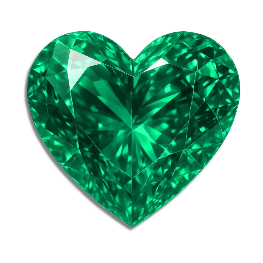 lab created heart emerald gemstone