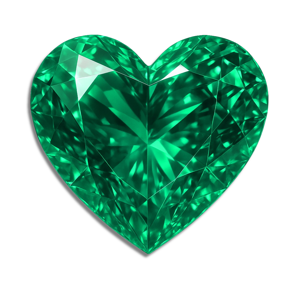 lab created heart emerald gemstone