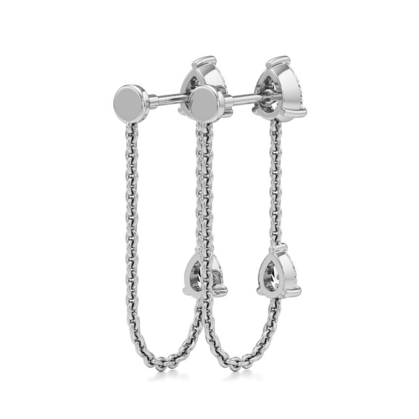 double pear lab grown diamond front back earrings platinum back