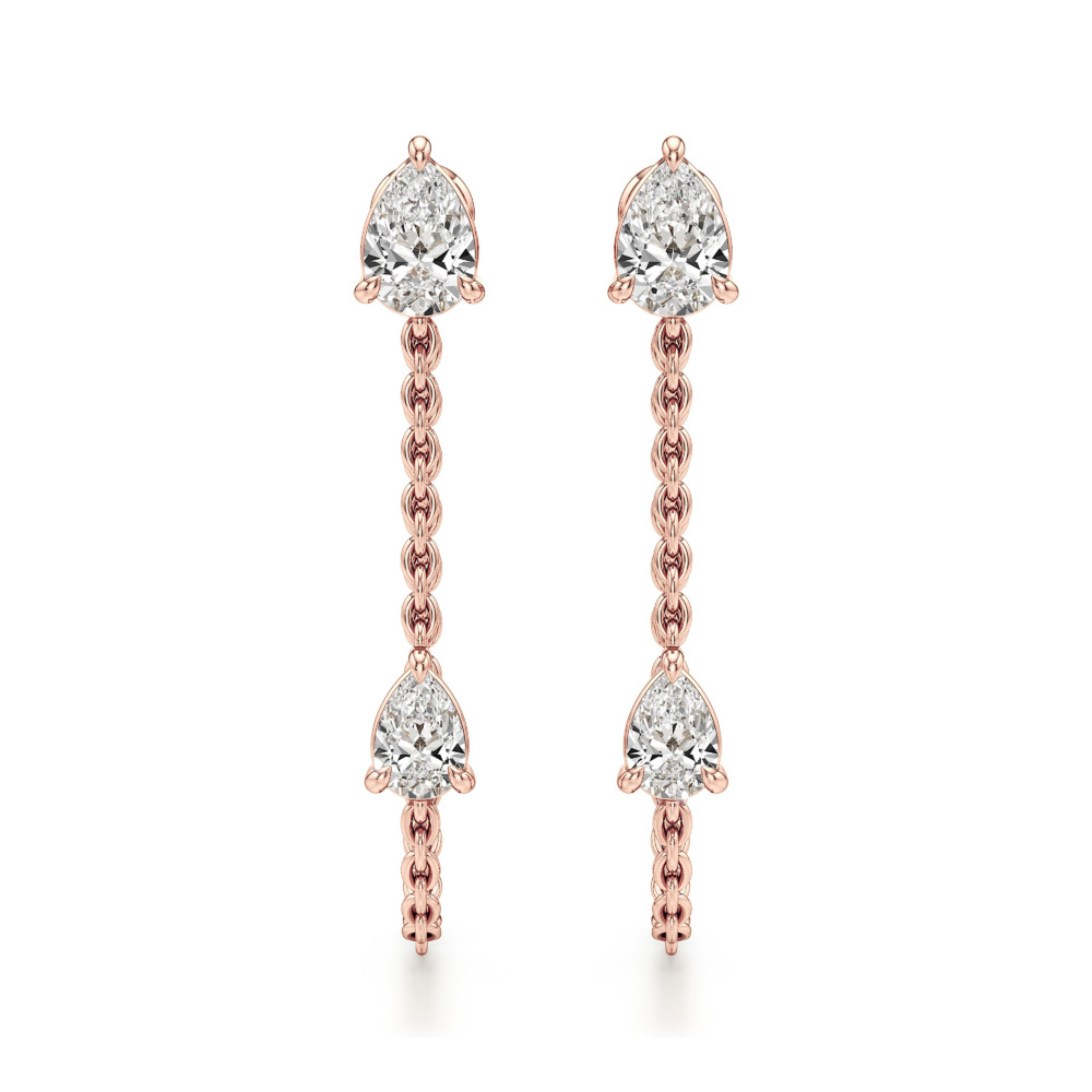 double pear lab grown diamond front back earrings rose gold front double pear lab grown diamond front back earrings rose gold front