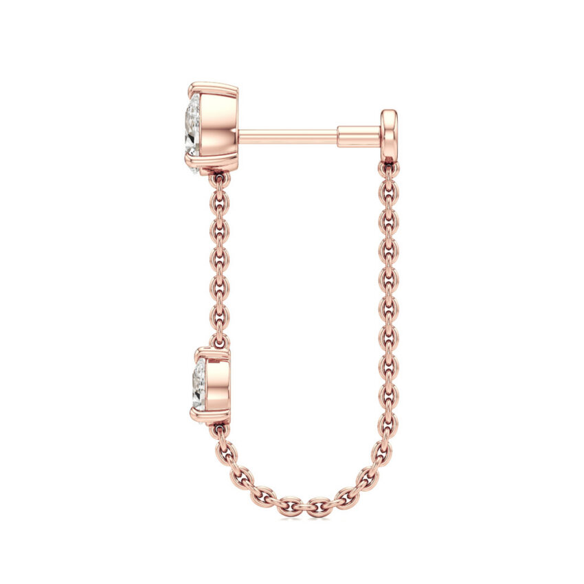 double pear lab grown diamond front back earrings rose gold side