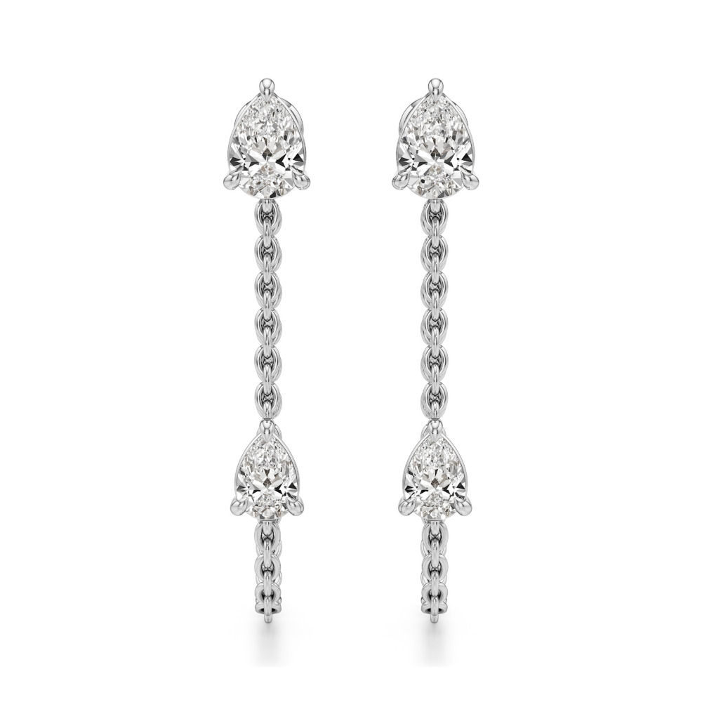 double pear lab grown diamond front back earrings white gold front double pear lab grown diamond front back earrings white gold front