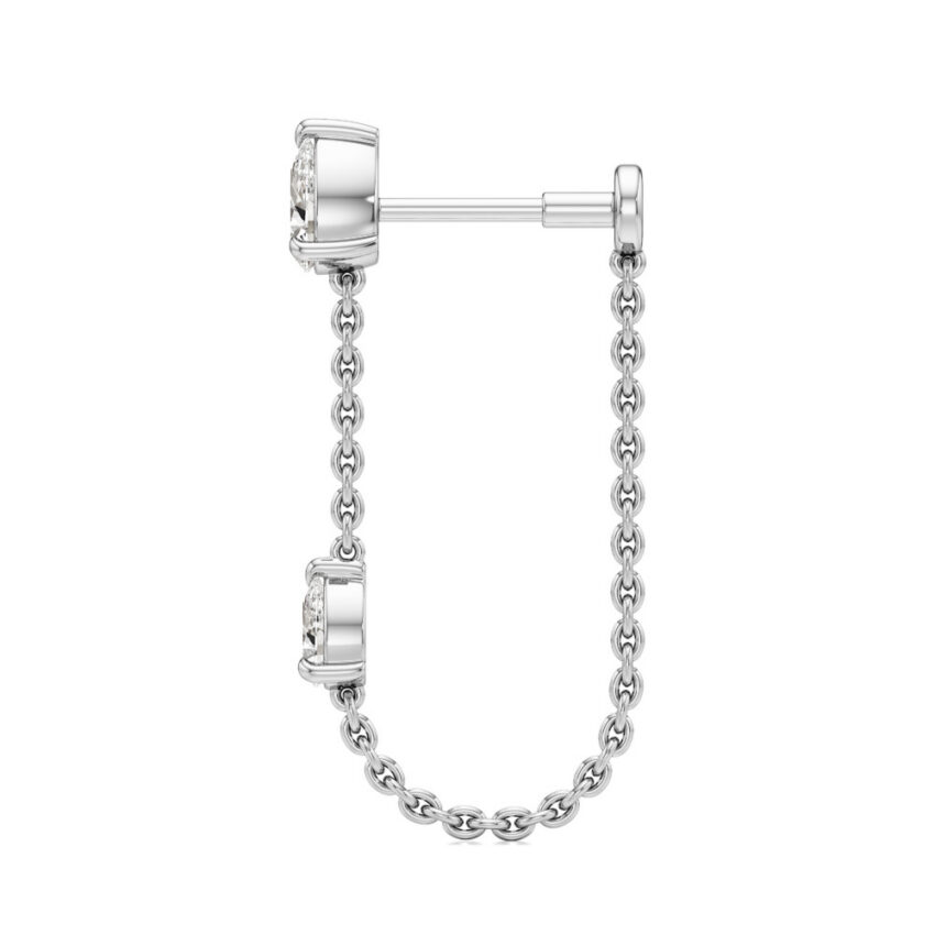 double pear lab grown diamond front back earrings white gold side
