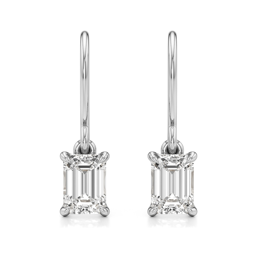 Emerald Cut Lab Diamond Drop Earrings