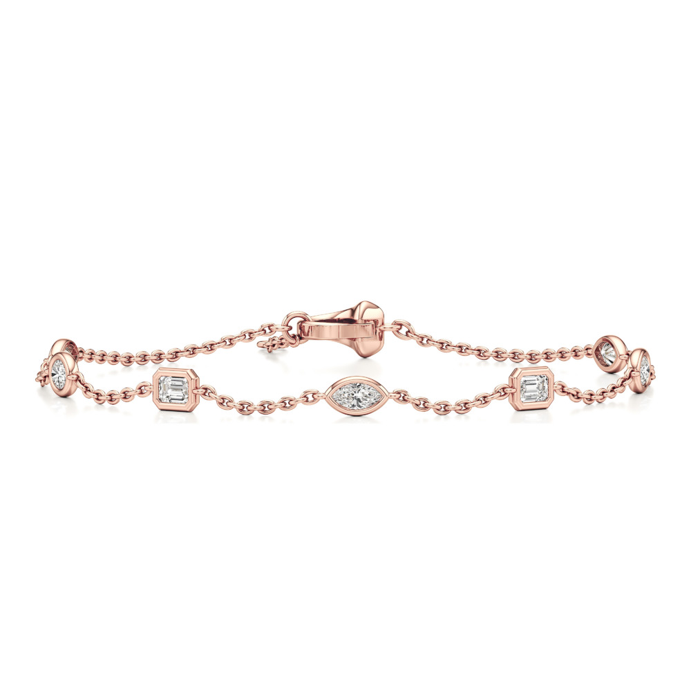 fancy cut lab grown diamond station bracelet rose gold front fancy cut lab grown diamond station bracelet rose gold front