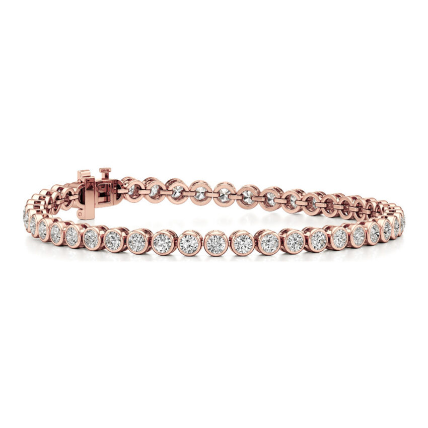 floating lab grown diamond tennis bracelet rose gold angle