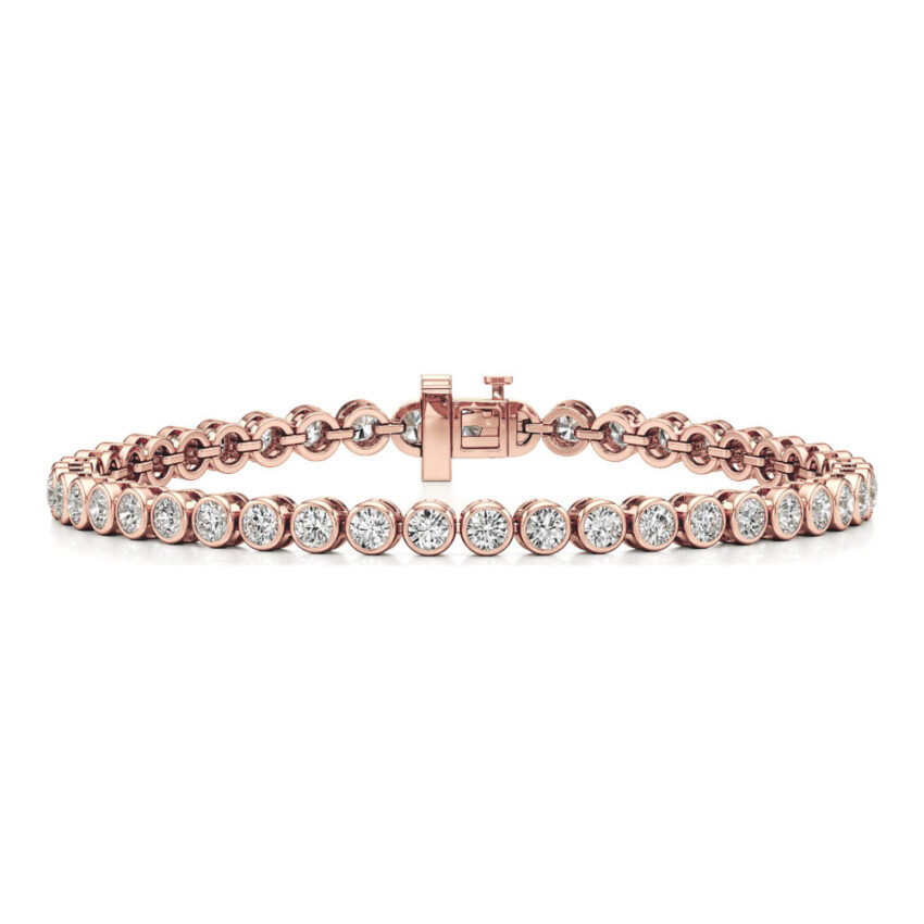 floating lab grown diamond tennis bracelet rose gold front