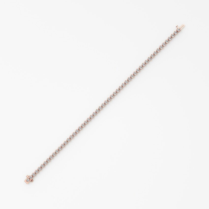 floating lab grown diamond tennis bracelet rose gold side