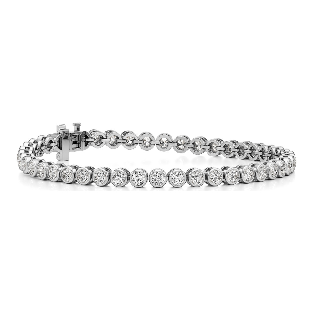 floating lab grown diamond tennis bracelet white gold angle