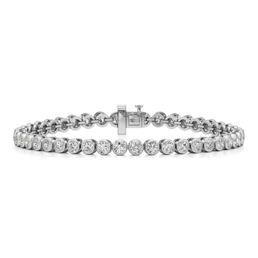 floating lab grown diamond tennis bracelet white gold front