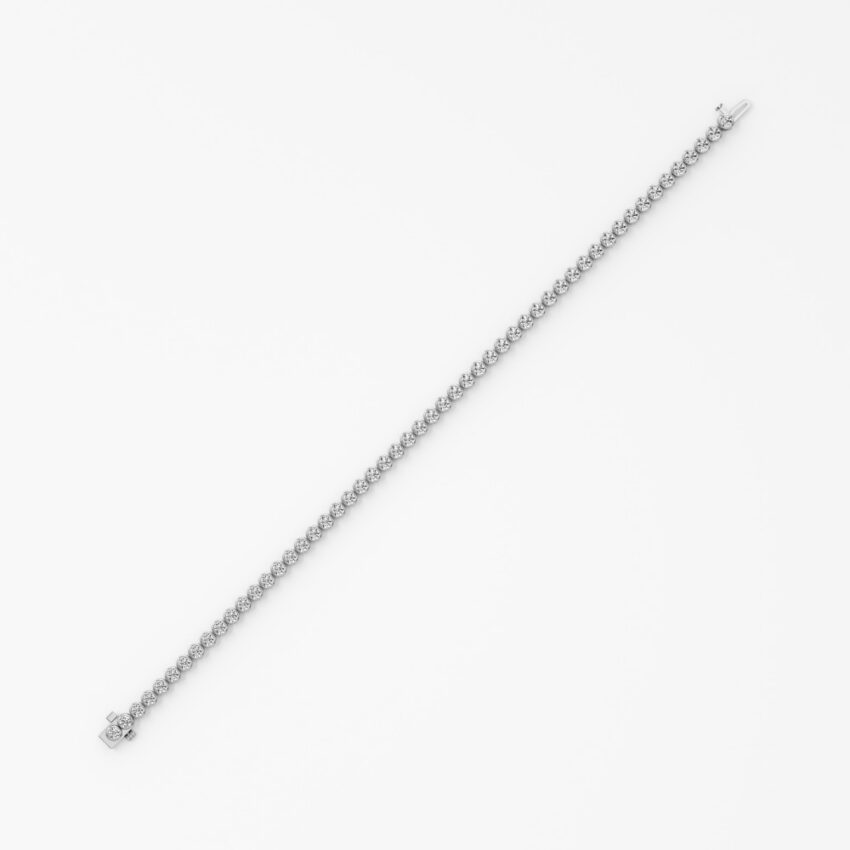 floating lab grown diamond tennis bracelet white gold side