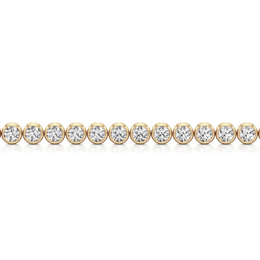 floating lab grown diamond tennis bracelet yellow gold back