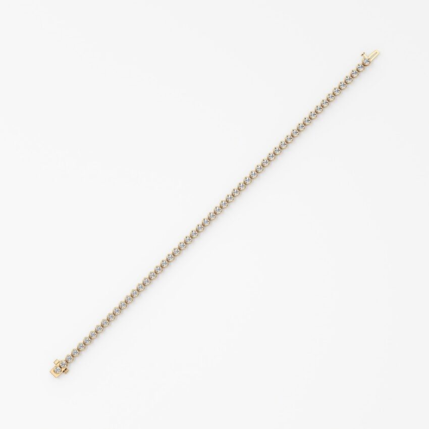 floating lab grown diamond tennis bracelet yellow gold side