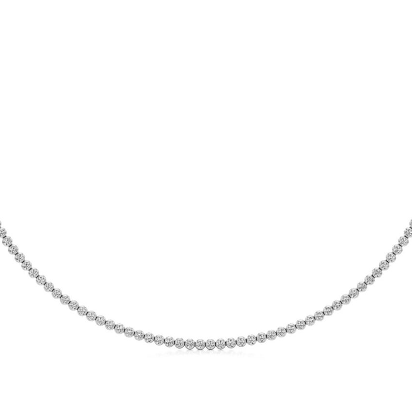 floating lab grown diamond tennis necklace platinum back