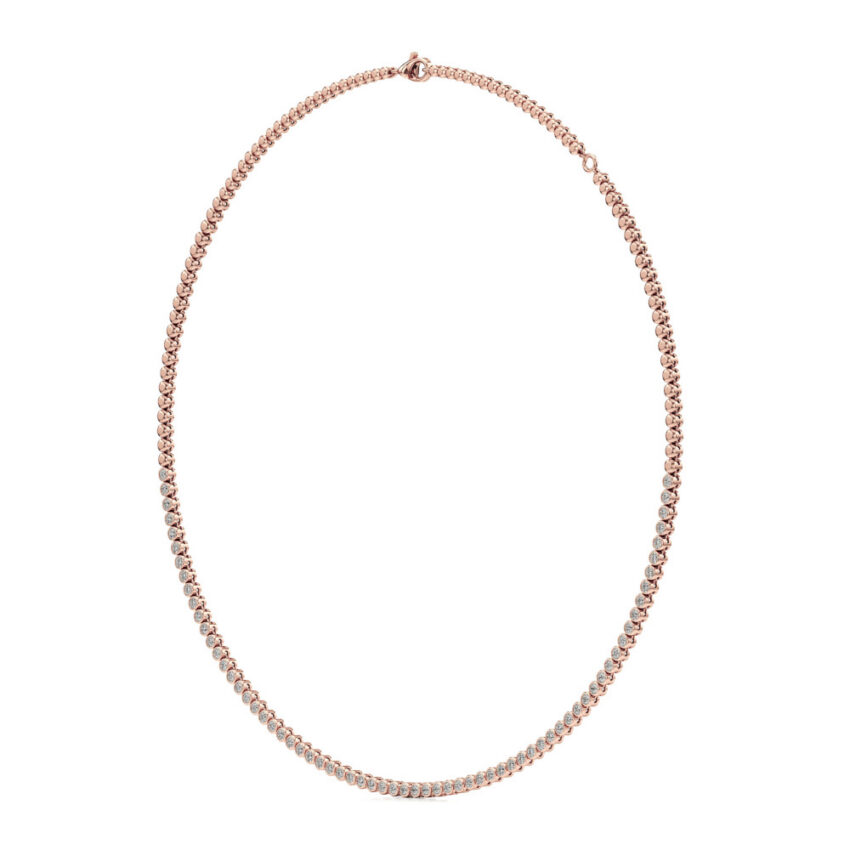 floating lab grown diamond tennis necklace rose gold angle