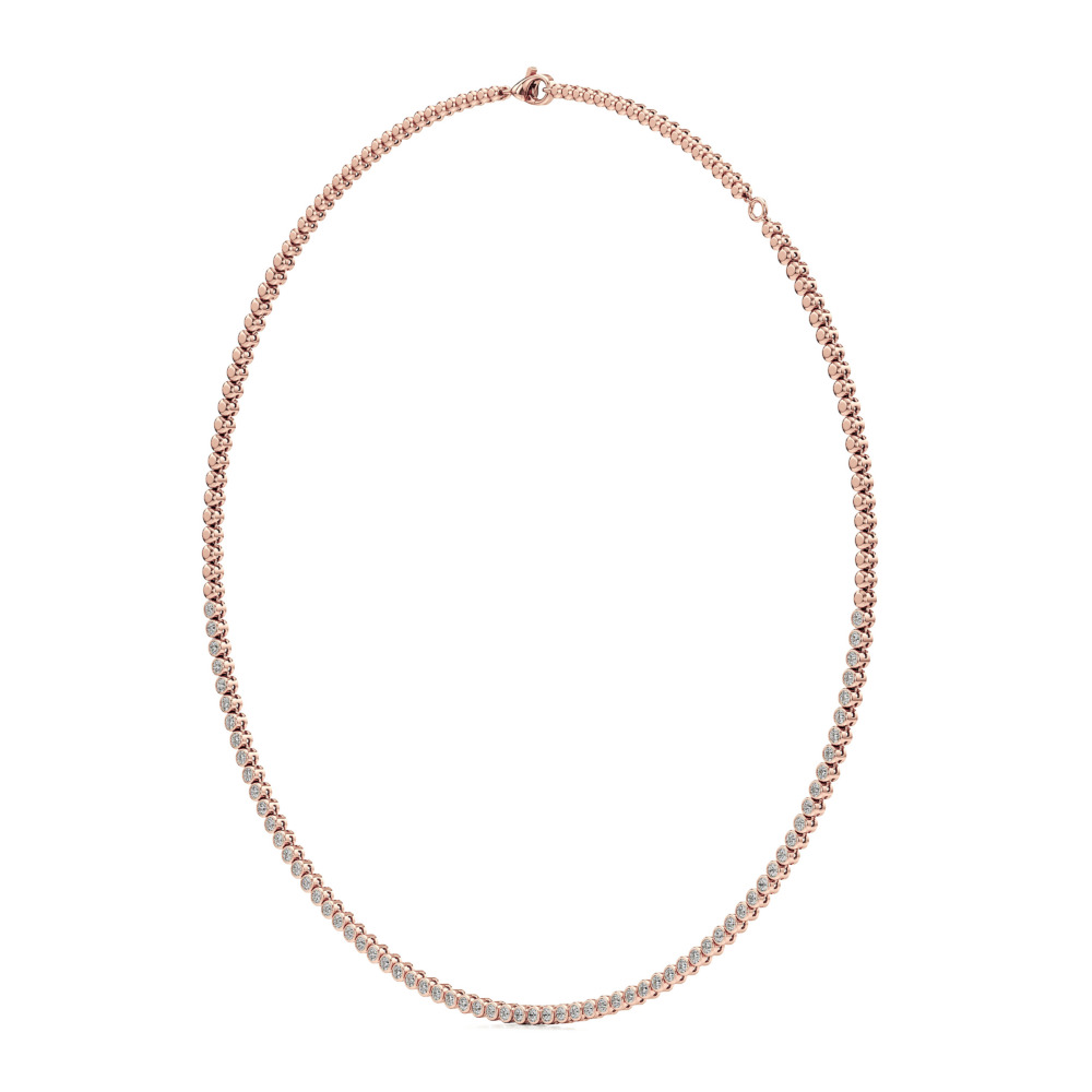 floating lab grown diamond tennis necklace rose gold angle