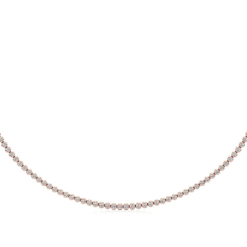 floating lab grown diamond tennis necklace rose gold back