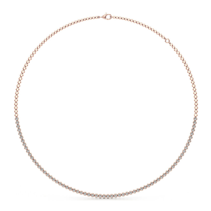 floating lab grown diamond tennis necklace rose gold front