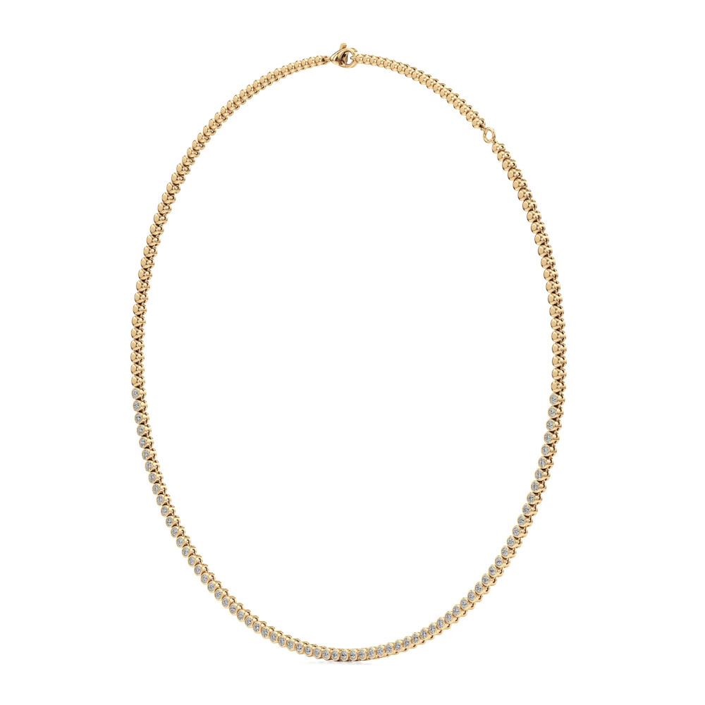 floating lab grown diamond tennis necklace yellow gold angle