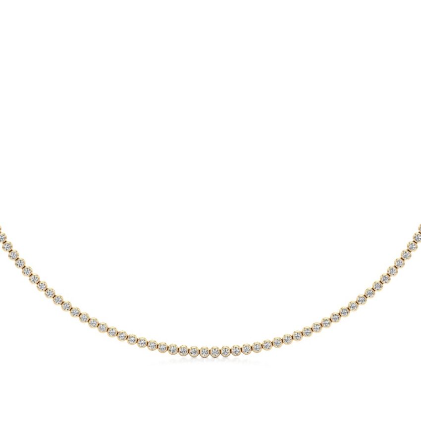 floating lab grown diamond tennis necklace yellow gold back