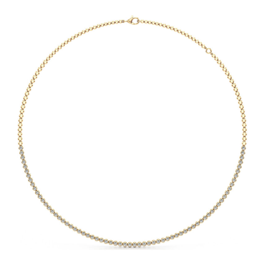 floating lab grown diamond tennis necklace yellow gold front