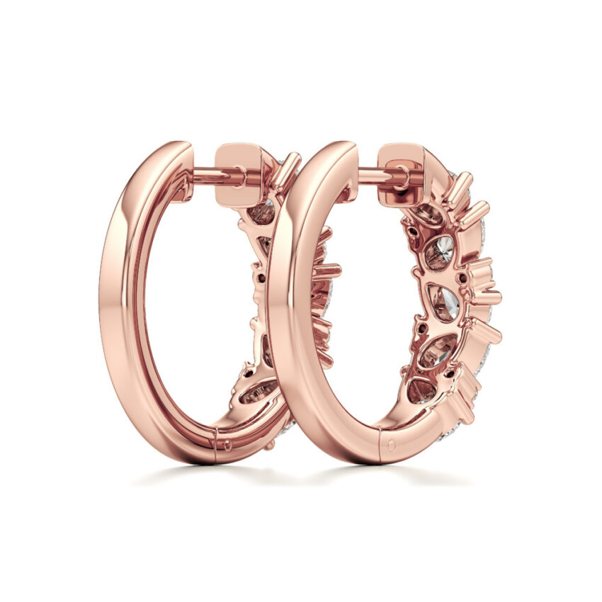 lab grown diamond cluster hoop earrings rose gold back
