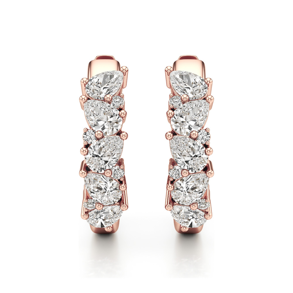 lab grown diamond cluster hoop earrings rose gold front lab grown diamond cluster hoop earrings rose gold front