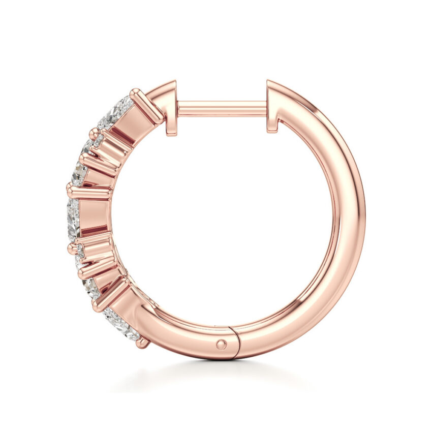 lab grown diamond cluster hoop earrings rose gold side