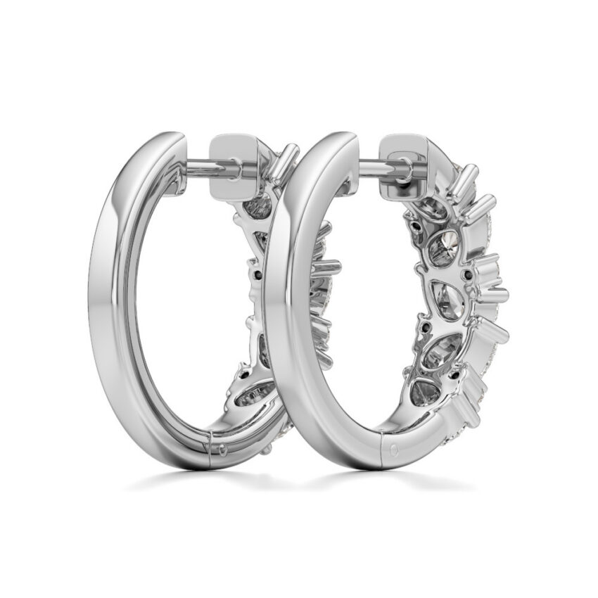 lab grown diamond cluster hoop earrings white gold back