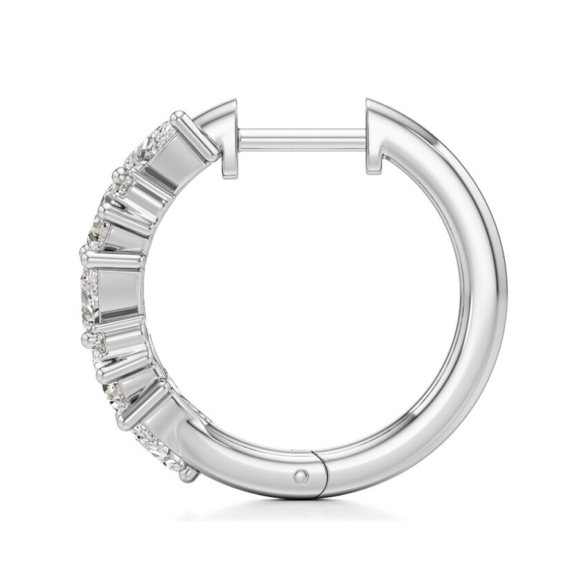 lab grown diamond cluster hoop earrings white gold side
