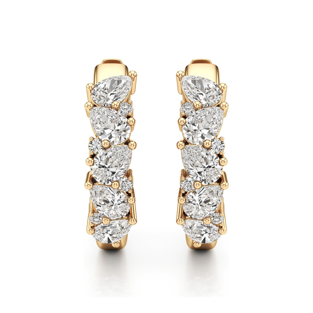 lab grown diamond cluster hoop earrings yellow gold front lab grown diamond cluster hoop earrings yellow gold front
