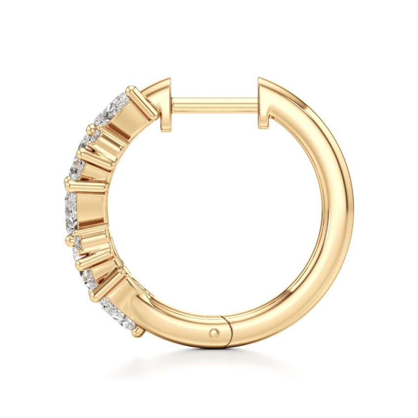 lab grown diamond cluster hoop earrings yellow gold side
