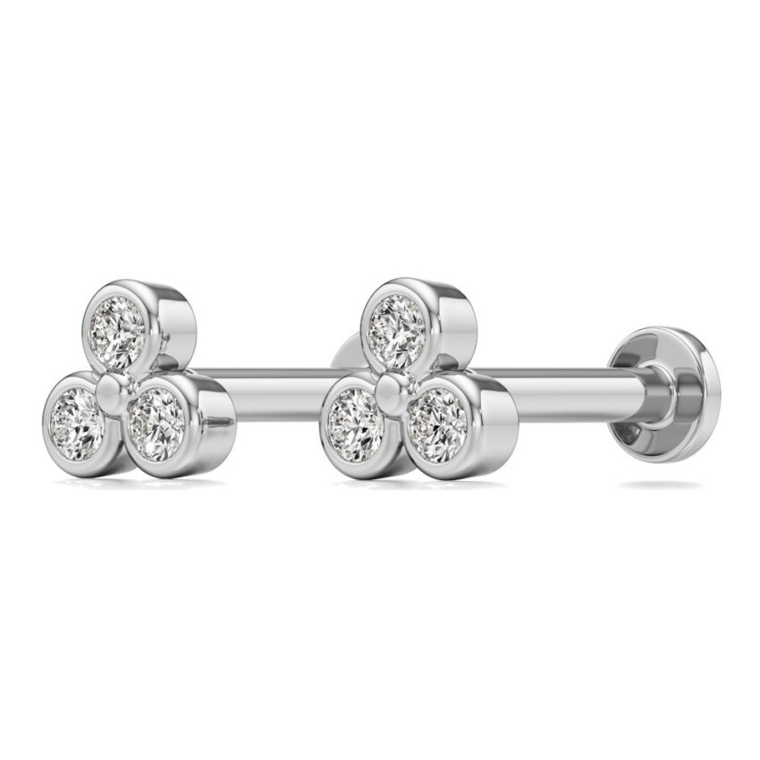 lab grown diamond cluster stud platinum angle