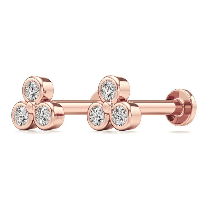 lab grown diamond cluster stud rose gold angle