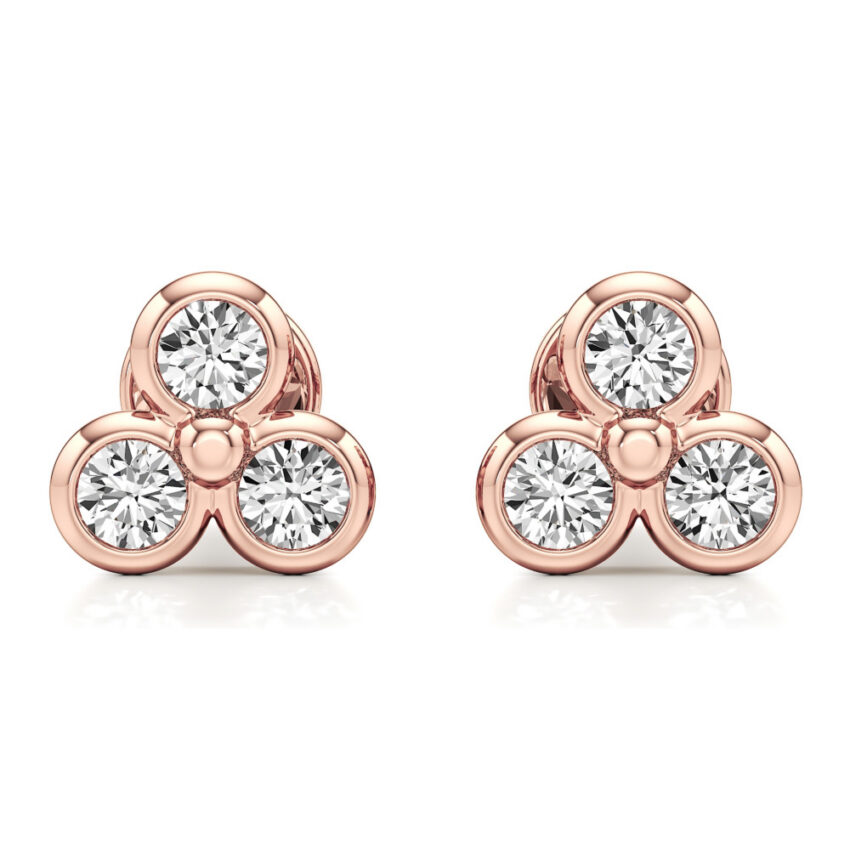 lab grown diamond cluster stud rose gold front