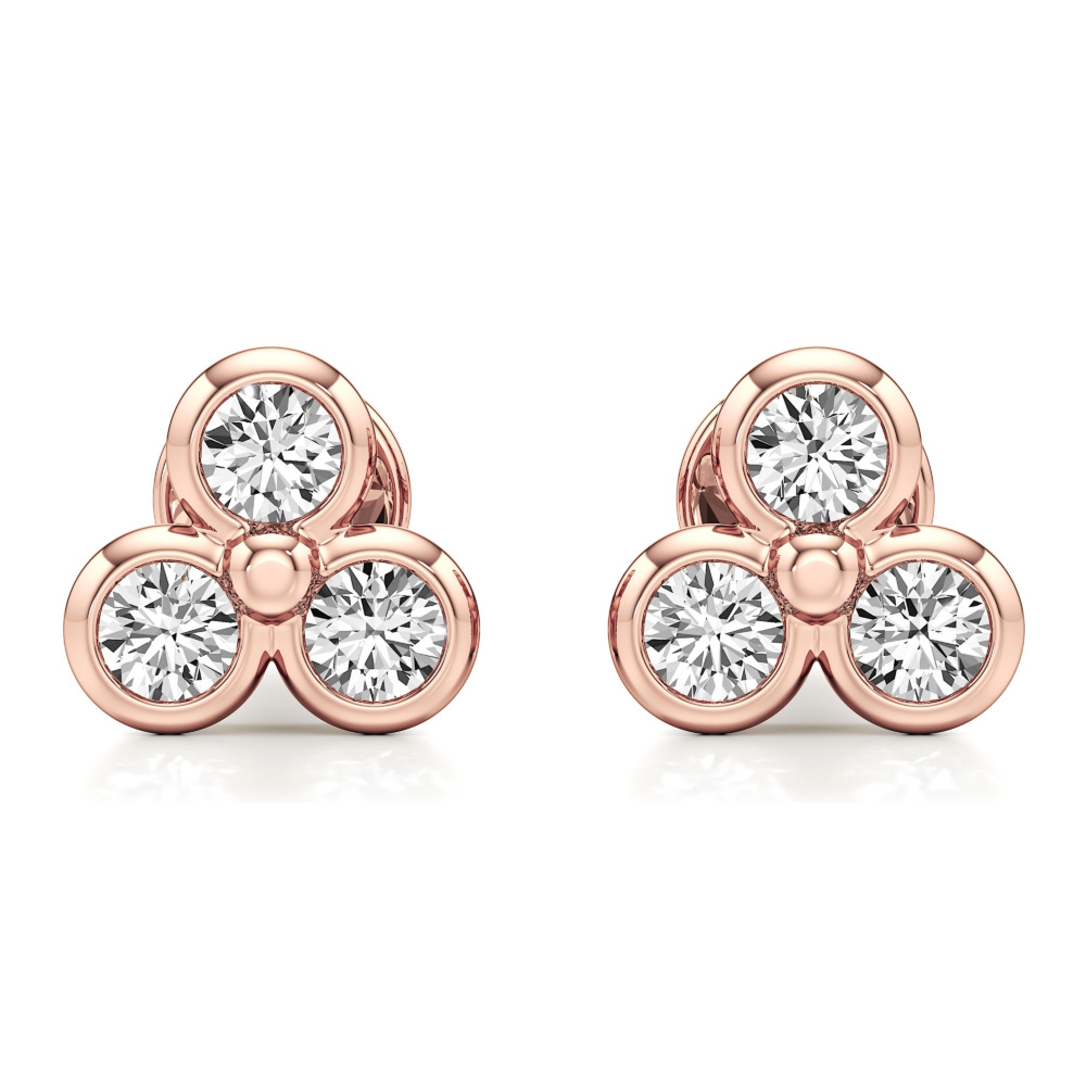 lab grown diamond cluster stud rose gold front lab grown diamond cluster stud rose gold front