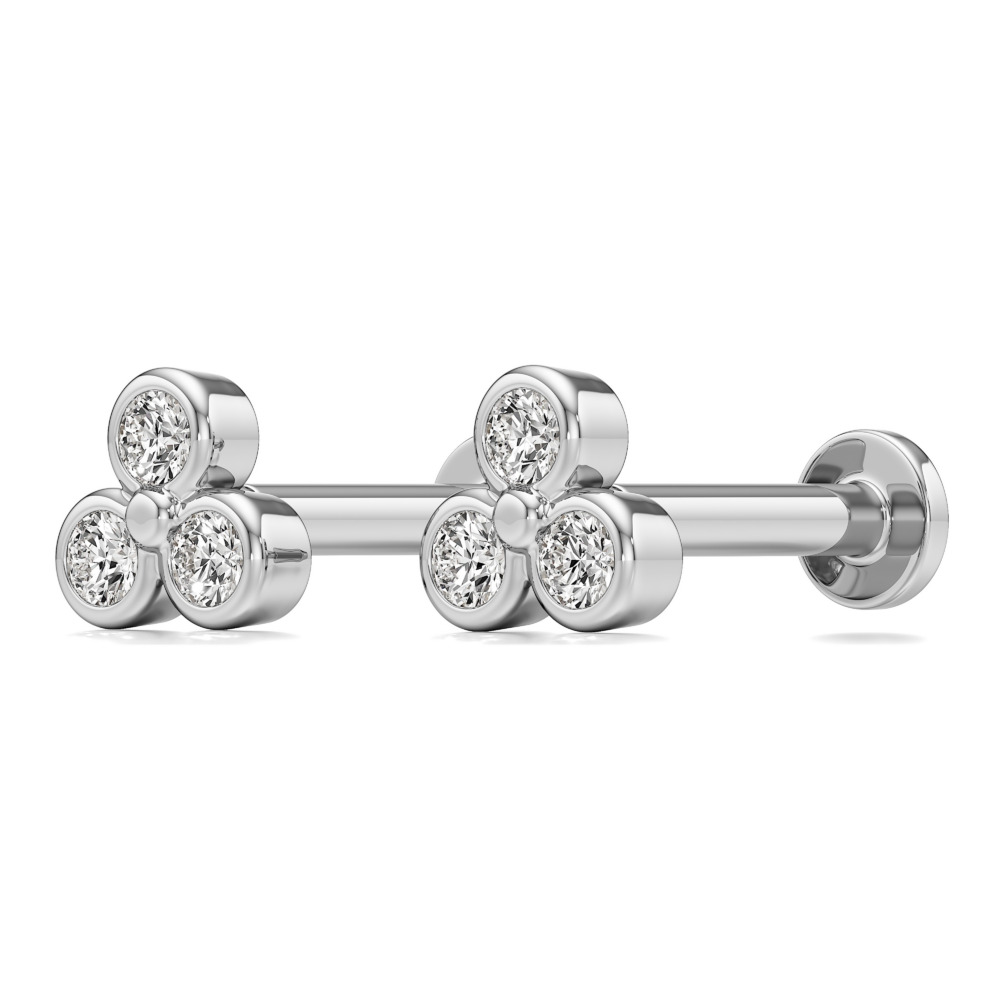 lab grown diamond cluster stud white gold angle