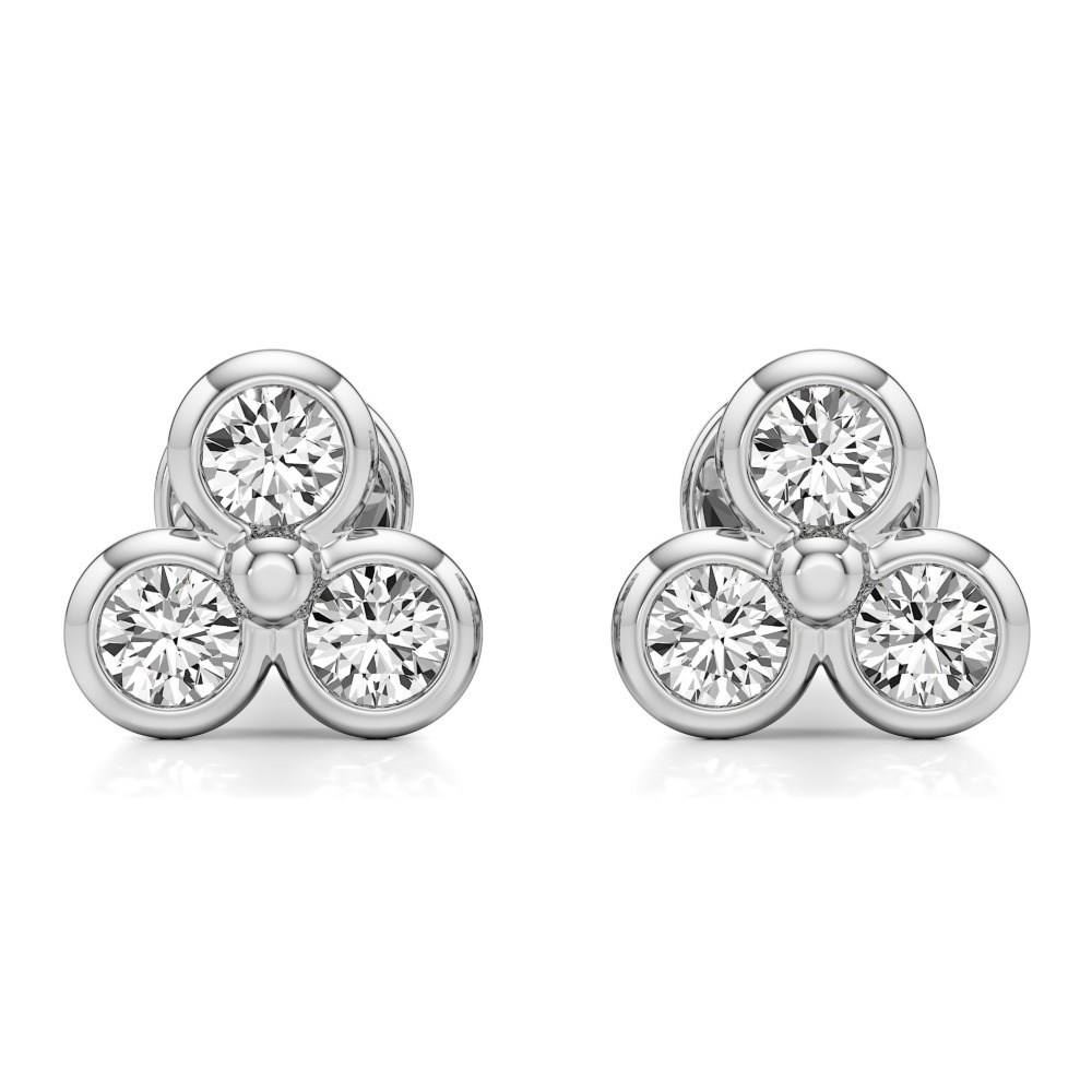 lab grown diamond cluster stud white gold front lab grown diamond cluster stud white gold front