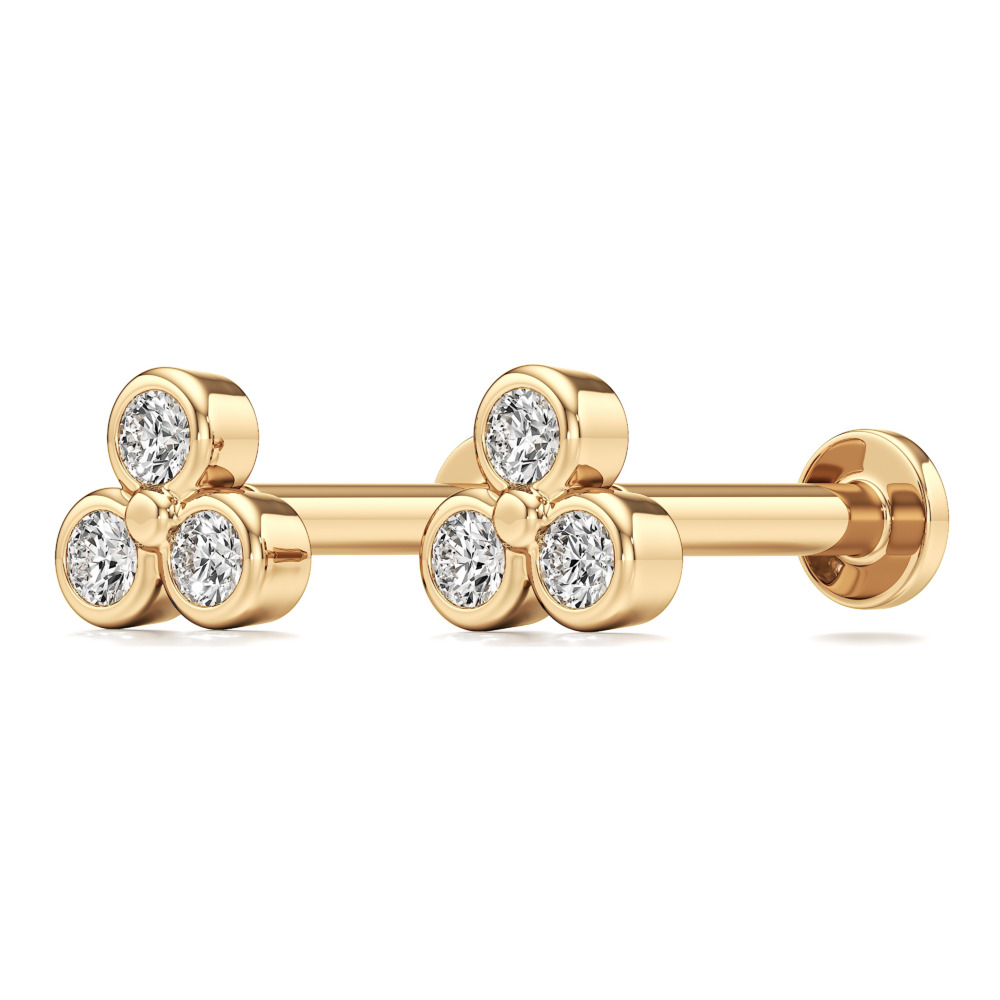 lab grown diamond cluster stud yellow gold angle