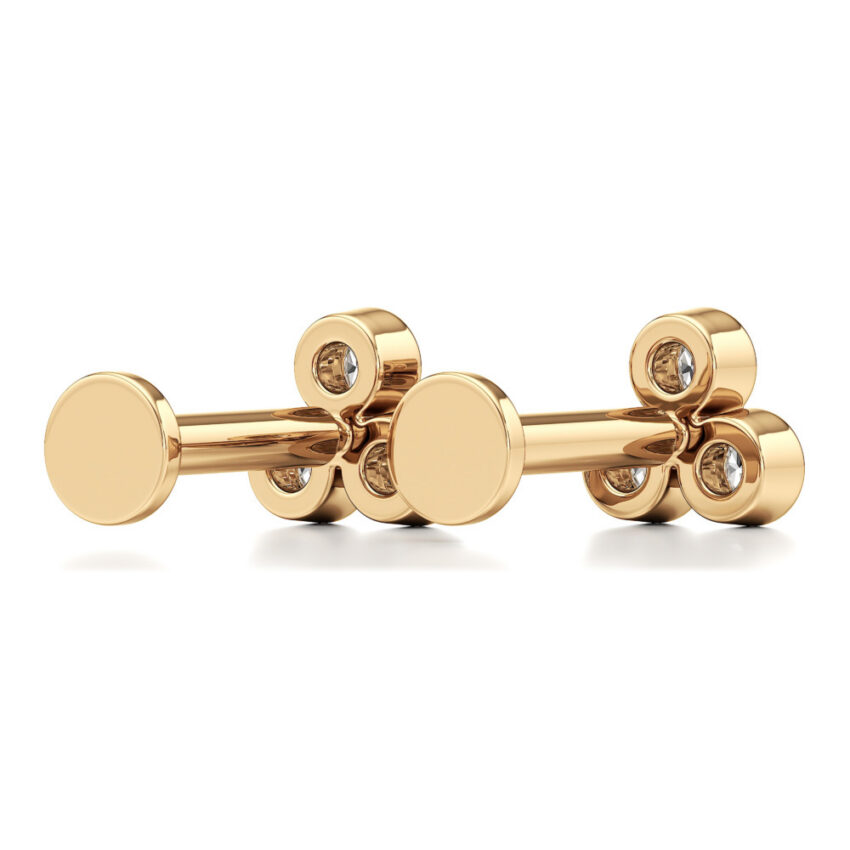 lab grown diamond cluster stud yellow gold back