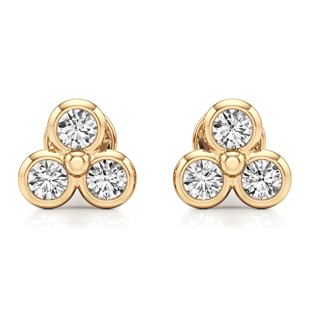 lab grown diamond cluster stud yellow gold front lab grown diamond cluster stud yellow gold front