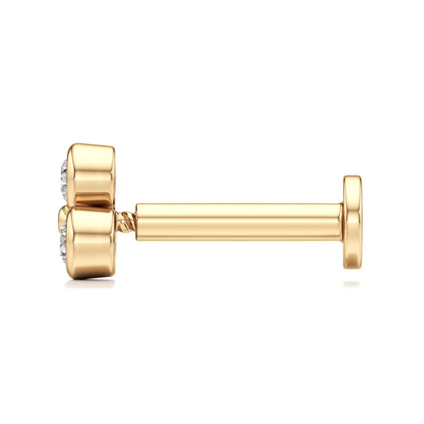 lab grown diamond cluster stud yellow gold side