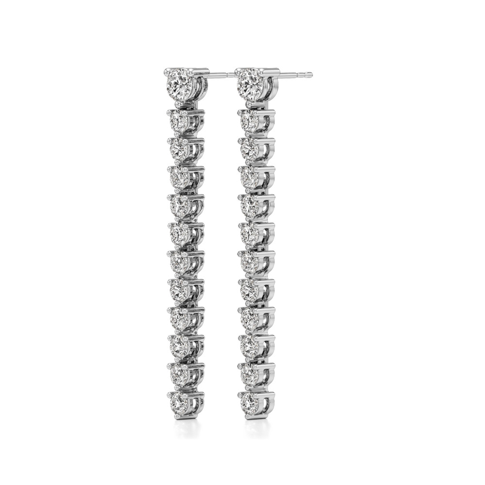 lab grown diamond straight line drop earrings platinum angle