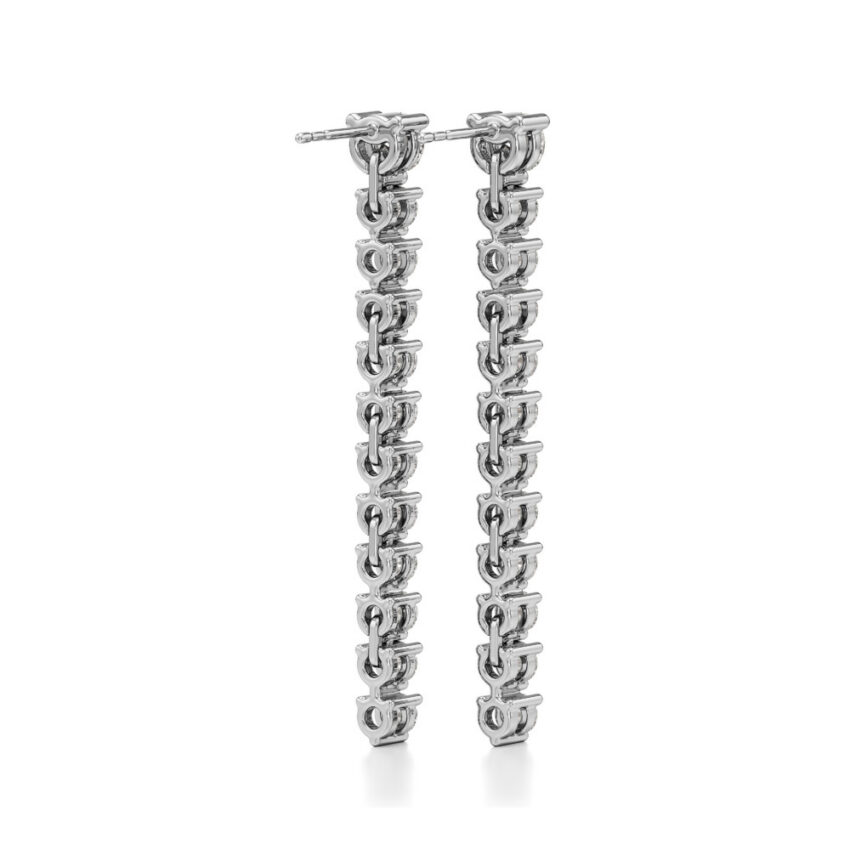 lab grown diamond straight line drop earrings platinum back
