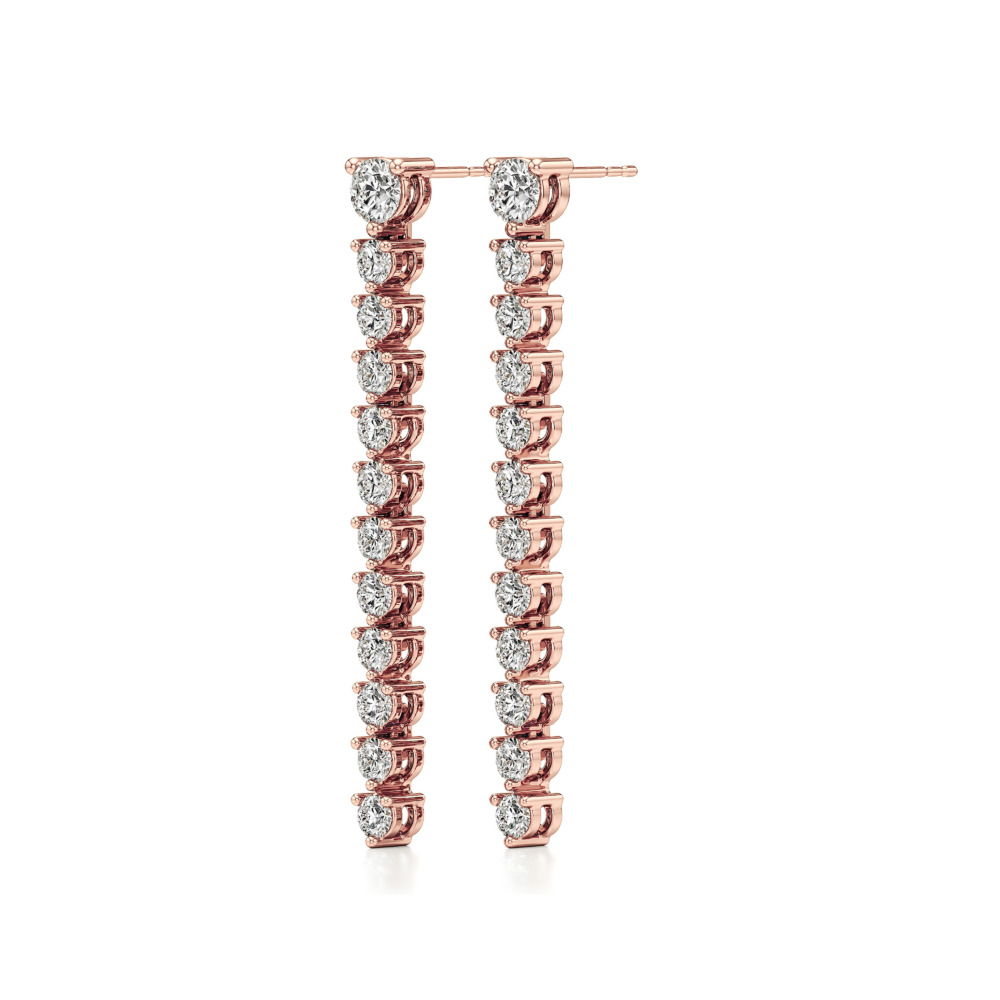 lab grown diamond straight line drop earrings rose gold angle