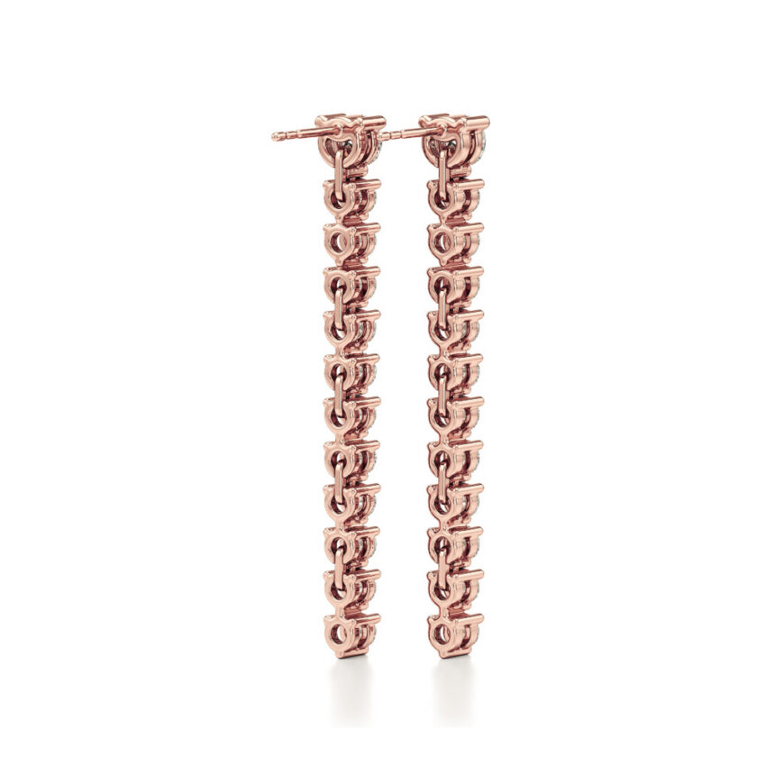 lab grown diamond straight line drop earrings rose gold back
